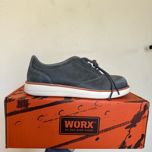 Red Wing Worx 5144 Steel Toe Leather Work Shoes Lace Up Zinc Oxford wmns Sz 8.5 - Picture 3 of 7